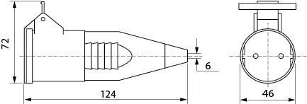 Розетка (гніздо) переносна ГП 16А/2 (220В) 2Р+РЕ (212) Синя