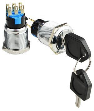 TY 19C-K11/3 Кнопка металева з ключем 3-и позиційна 2NO+2NC.