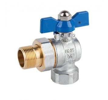Кран кульовий кутовий з американкою Genebre 3075 05 3/4" DN20 PN25