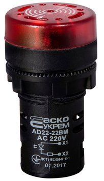 Зумер блимаючий AD22-22 BM/r червоний 220V АC