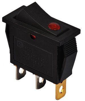 KCD3-101EN R/B 220V Перемикач 1 клав. червоний з підсвічуванням (точковим)