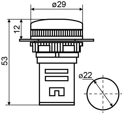 Сигнальна арматура AD22-22DS біла 220V DC