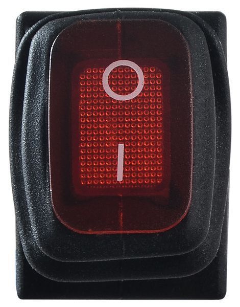 KCD1-2-101NW R/B 220V Перемикач 1 клав. вологозах. червоний з підсвічуванням