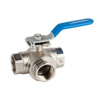 Кран трехходовой T-образный латунь Genebre 3282E 04 1/2" DN15 PN25